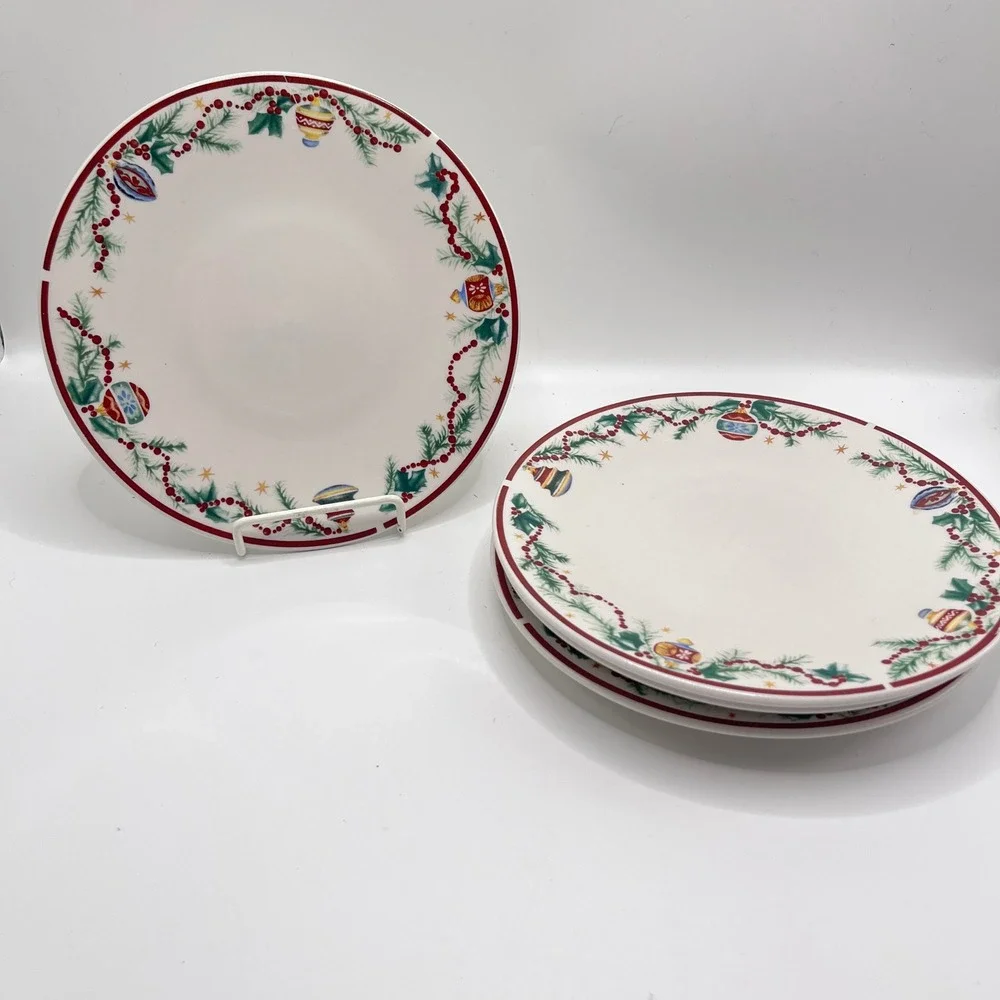 Farberware Holiday Treats 2125 Salad Plates Set of 4 Christmas Ornaments 8in